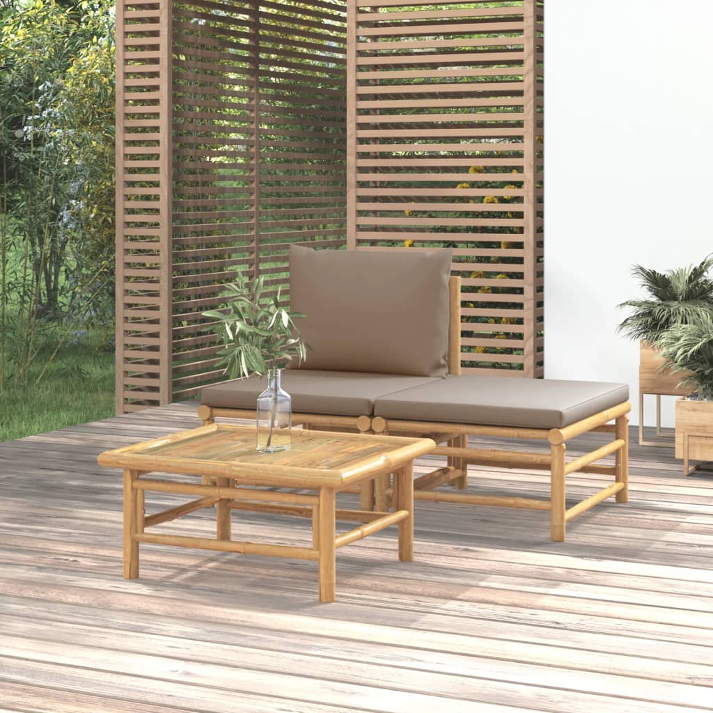 3-delige Loungeset met kussens bamboe taupe is nu te koop bij PeponiXL, paradijselijk wonen!