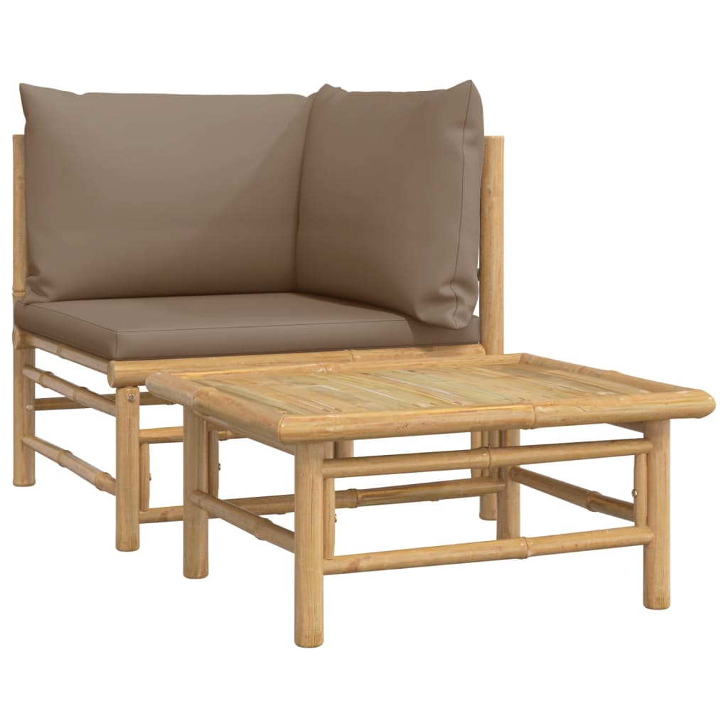 2-delige Loungeset met kussens bamboe taupe is nu te koop bij PeponiXL, paradijselijk wonen!