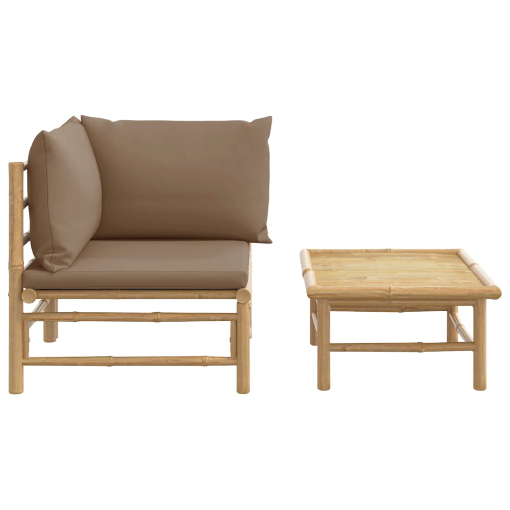 2-delige Loungeset met kussens bamboe taupe is nu te koop bij PeponiXL, paradijselijk wonen!