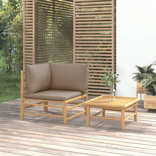 2-delige Loungeset met kussens bamboe taupe is nu te koop bij PeponiXL, paradijselijk wonen!