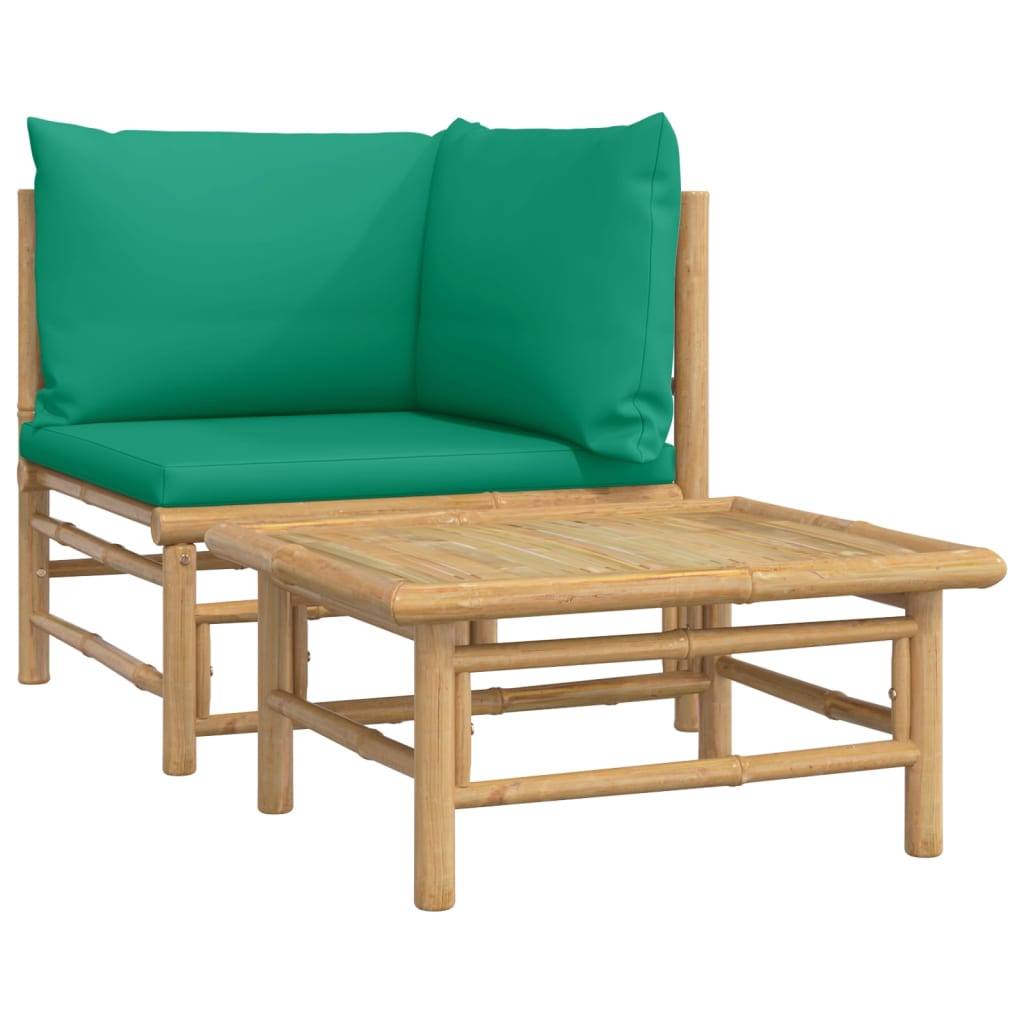 2-delige Loungeset met kussens bamboe groen is nu te koop bij PeponiXL, paradijselijk wonen!