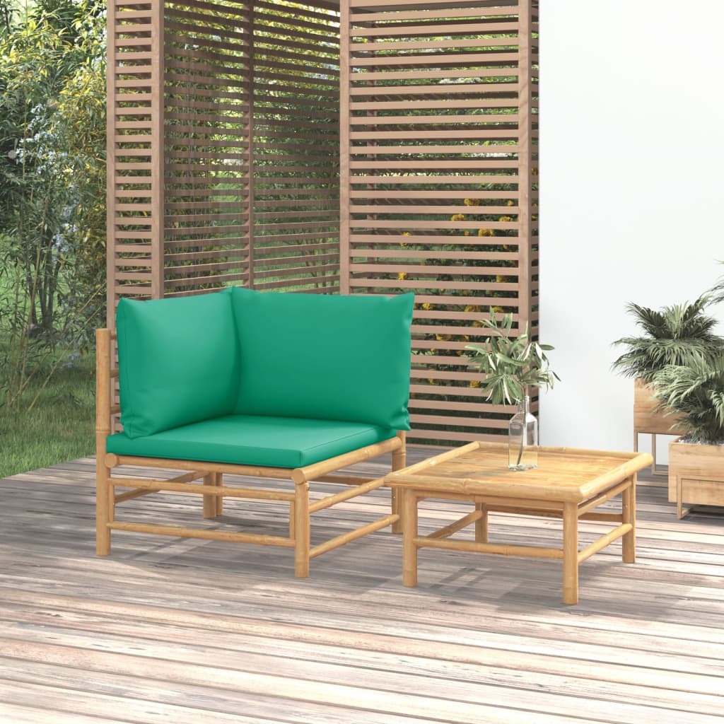2-delige Loungeset met kussens bamboe groen is nu te koop bij PeponiXL, paradijselijk wonen!