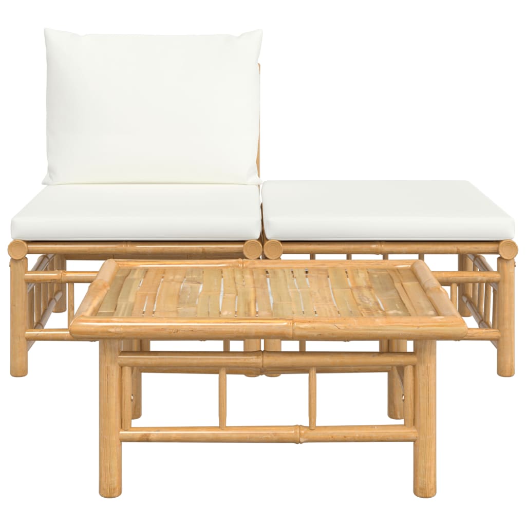 3-delige Loungeset met kussens bamboe crèmewit is nu te koop bij PeponiXL, paradijselijk wonen!