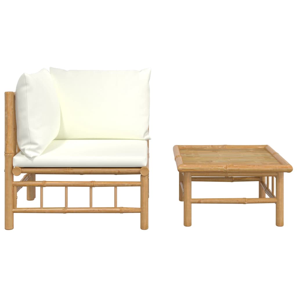 2-delige Loungeset met kussens bamboe crèmewit is nu te koop bij PeponiXL, paradijselijk wonen!