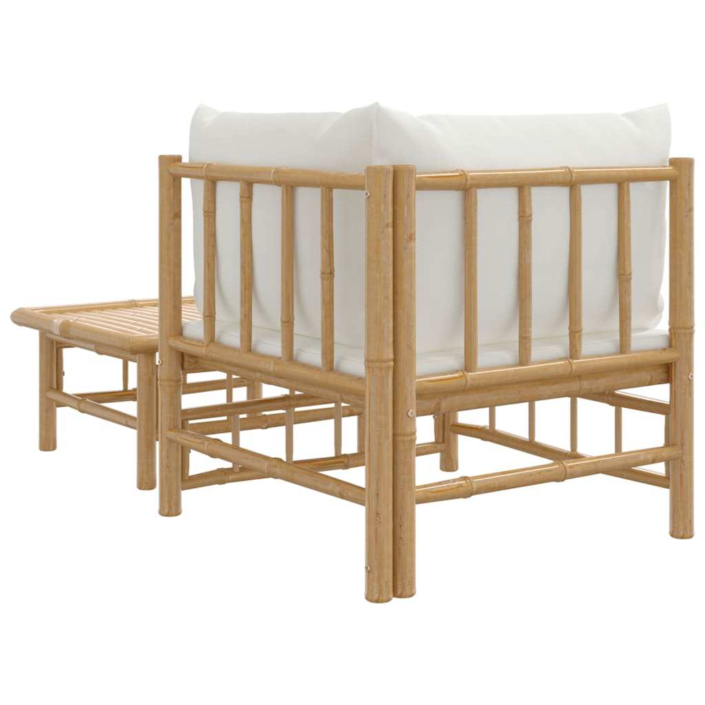 2-delige Loungeset met kussens bamboe crèmewit is nu te koop bij PeponiXL, paradijselijk wonen!