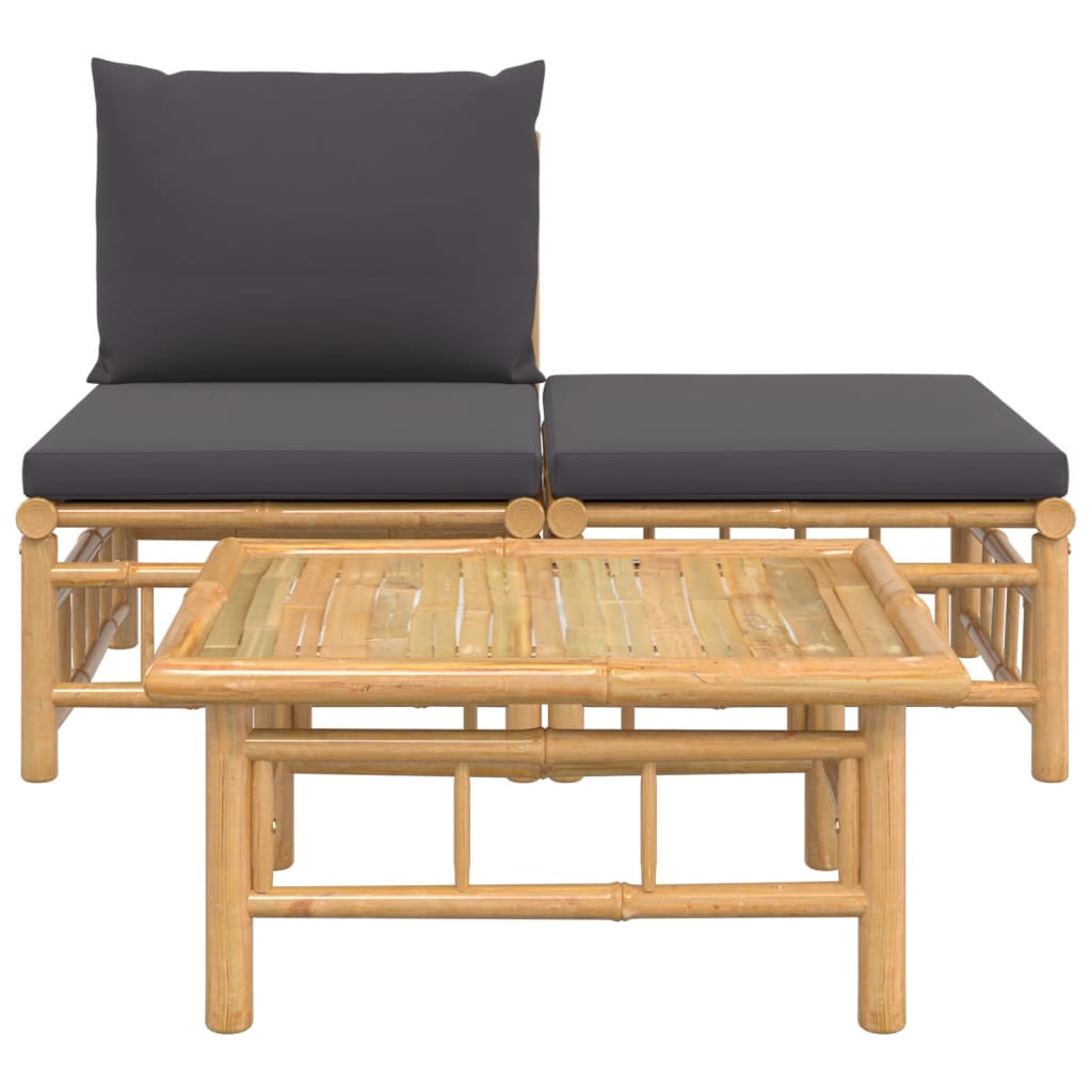 3-delige Loungeset met kussens bamboe donkergrijs is nu te koop bij PeponiXL, paradijselijk wonen!