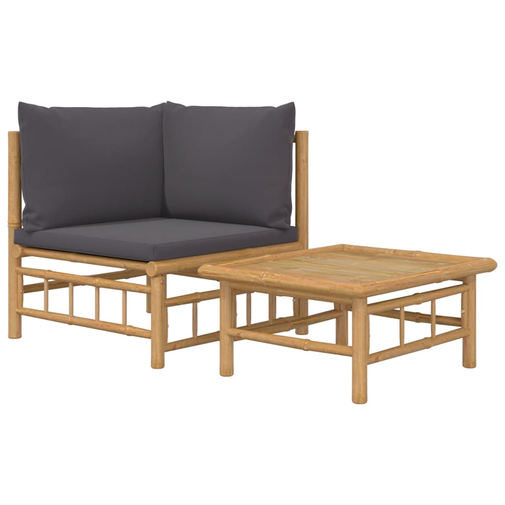 2-delige Loungeset met kussens bamboe donkergrijs is nu te koop bij PeponiXL, paradijselijk wonen!