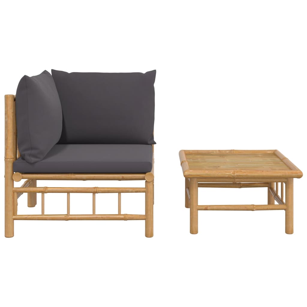 2-delige Loungeset met kussens bamboe donkergrijs is nu te koop bij PeponiXL, paradijselijk wonen!