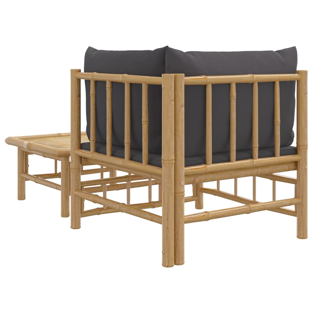 2-delige Loungeset met kussens bamboe donkergrijs is nu te koop bij PeponiXL, paradijselijk wonen!