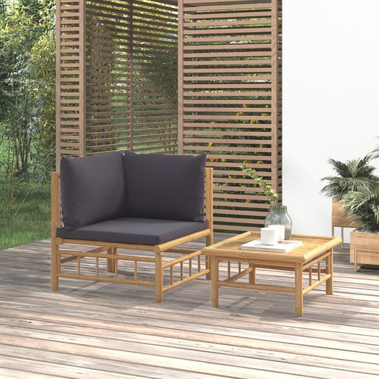 2-delige Loungeset met kussens bamboe donkergrijs is nu te koop bij PeponiXL, paradijselijk wonen!