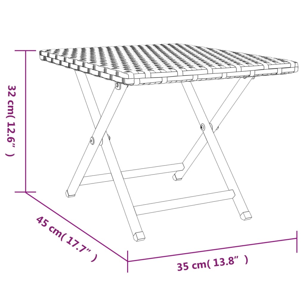 Tafel inklapbaar 45x35x32 cm poly rattan grijs is nu te koop bij PeponiXL, paradijselijk wonen!