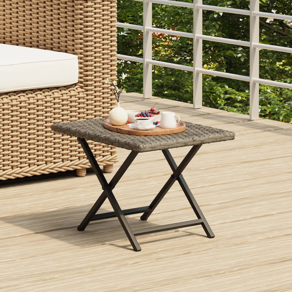 Tafel inklapbaar 45x35x32 cm poly rattan grijs is nu te koop bij PeponiXL, paradijselijk wonen!