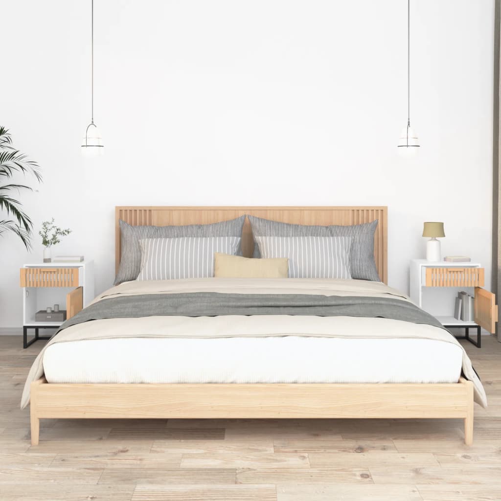 Nachtkastjes 2 st 40x30x55,5 cm bewerkt hout en ijzer wit is nu te koop bij PeponiXL, paradijselijk wonen!