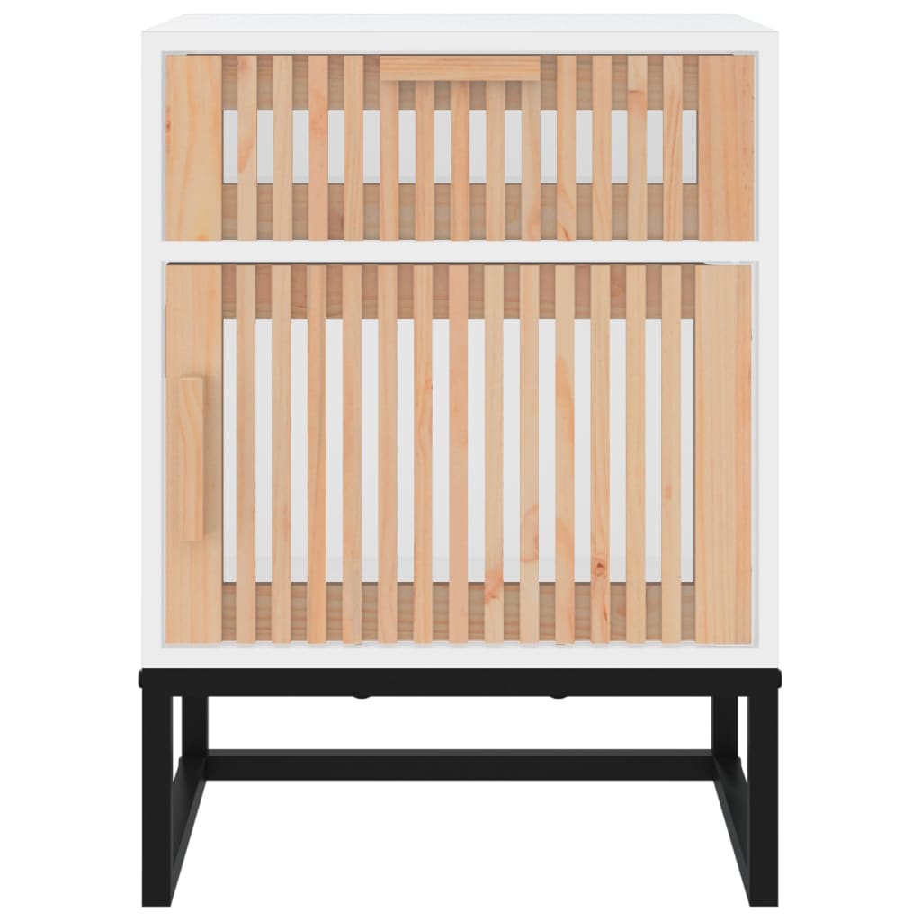 Nachtkastjes 2 st 40x30x55,5 cm bewerkt hout en ijzer wit is nu te koop bij PeponiXL, paradijselijk wonen!