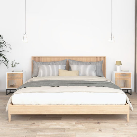Nachtkastjes 2 st 40x30x55,5 cm bewerkt hout en ijzer wit is nu te koop bij PeponiXL, paradijselijk wonen!