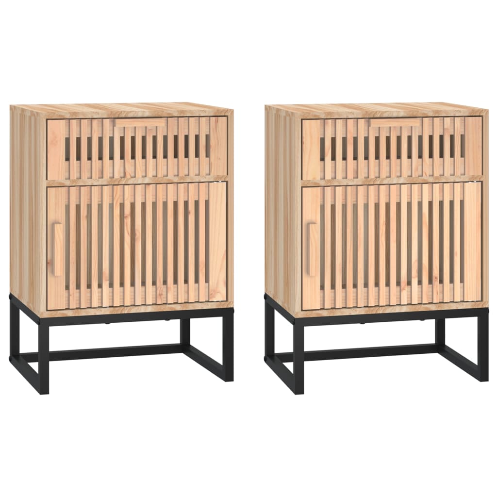 Nachtkastjes 2 st 40x30x55,5 cm bewerkt hout en ijzer is nu te koop bij PeponiXL, paradijselijk wonen!