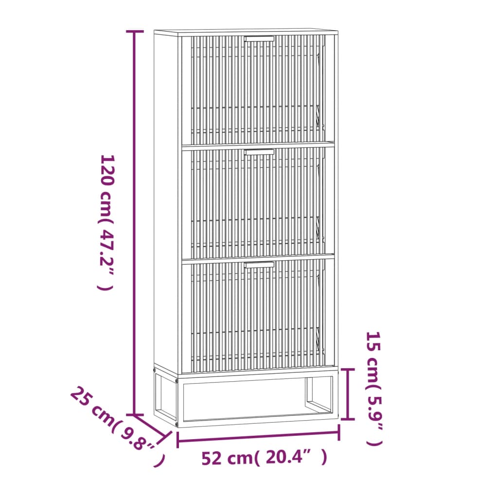 Schoenenkast 52x25x120 cm bewerkt hout wit is nu te koop bij PeponiXL, paradijselijk wonen!