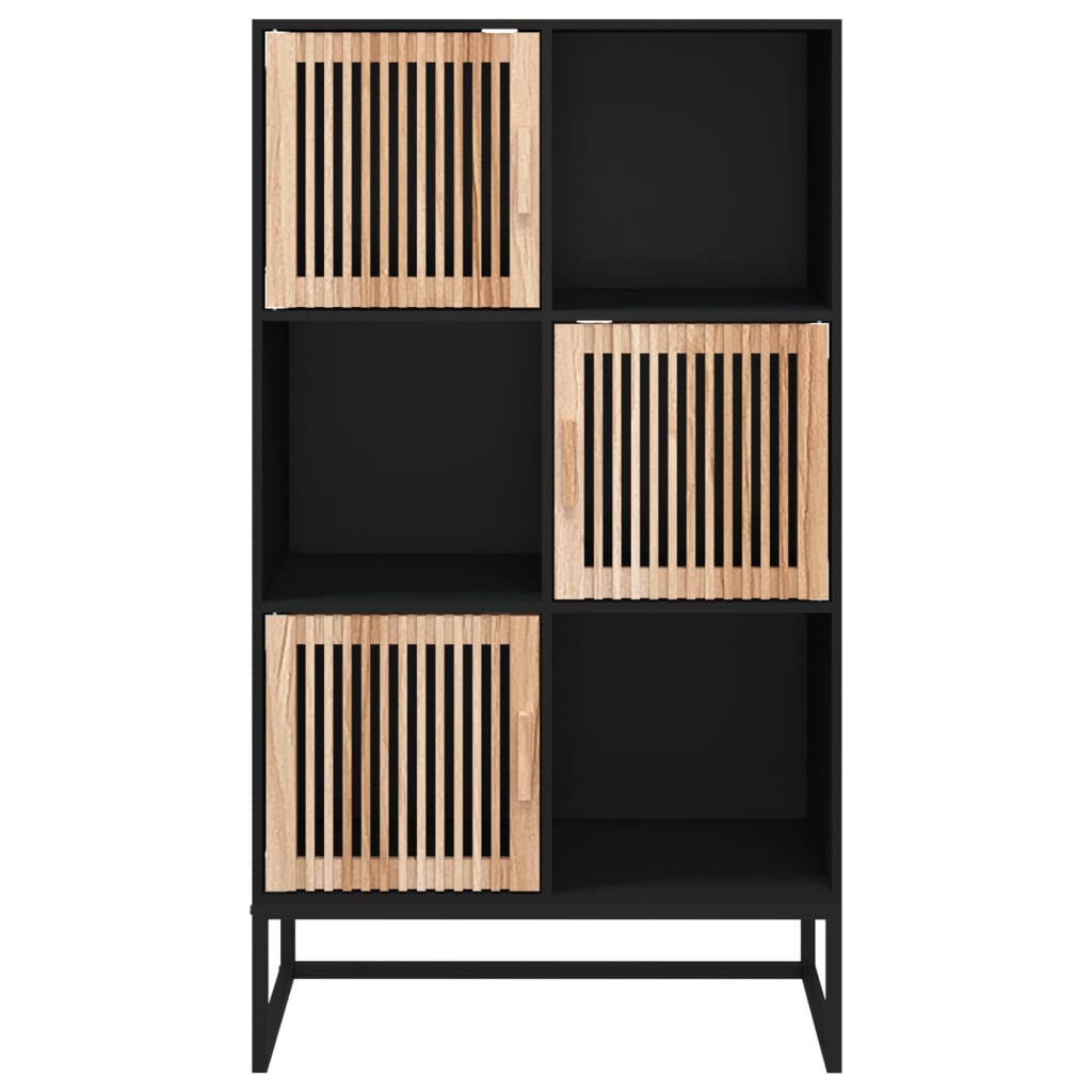 Hoge kast 70x35x125 cm bewerkt hout zwart is nu te koop bij PeponiXL, paradijselijk wonen!