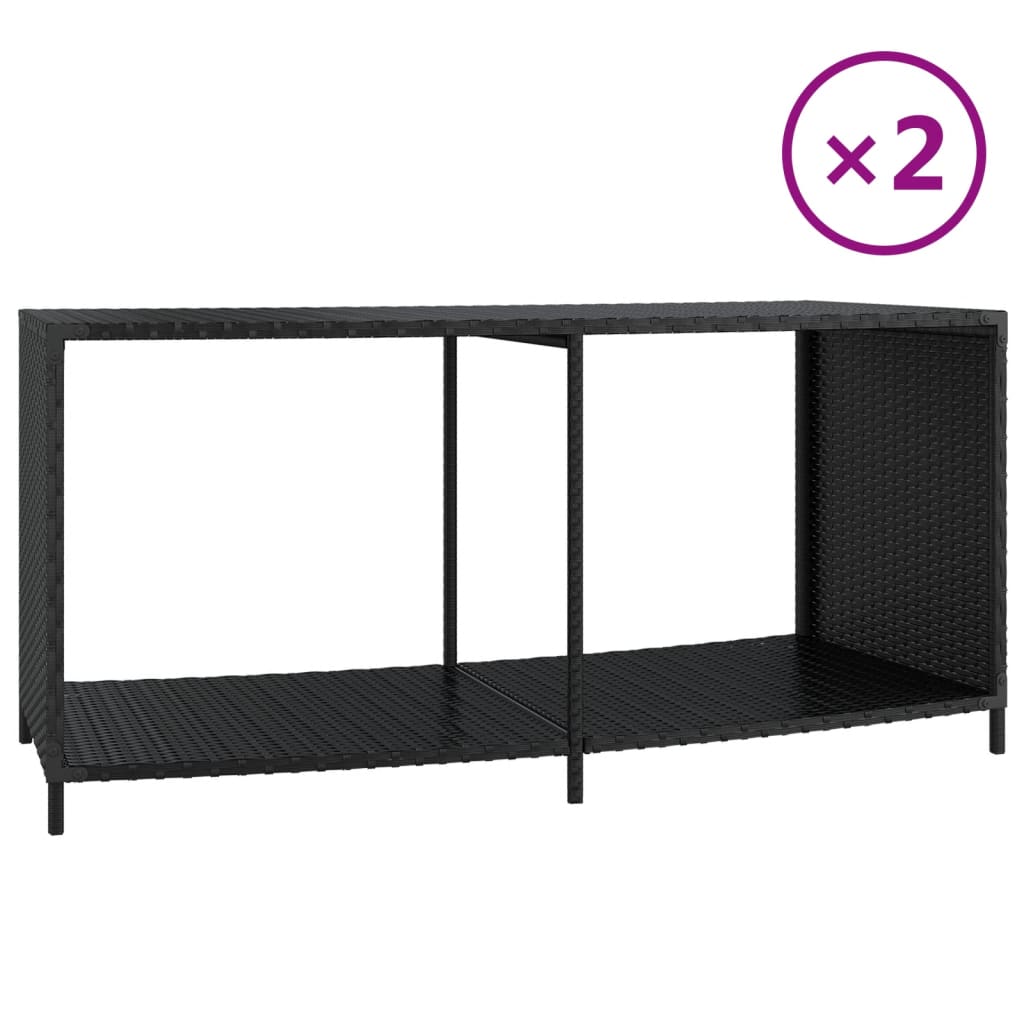 Opbergschappen 2 st poly rattan zwart is nu te koop bij PeponiXL, paradijselijk wonen!