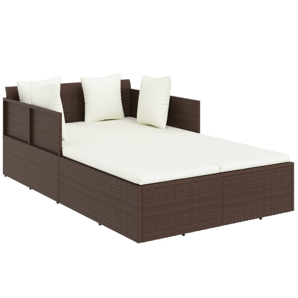 Ligbed met kussens 182x118x63 cm poly rattan bruin is nu te koop bij PeponiXL, paradijselijk wonen!