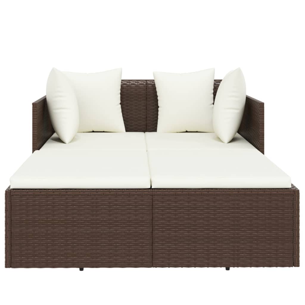 Ligbed met kussens 182x118x63 cm poly rattan bruin is nu te koop bij PeponiXL, paradijselijk wonen!