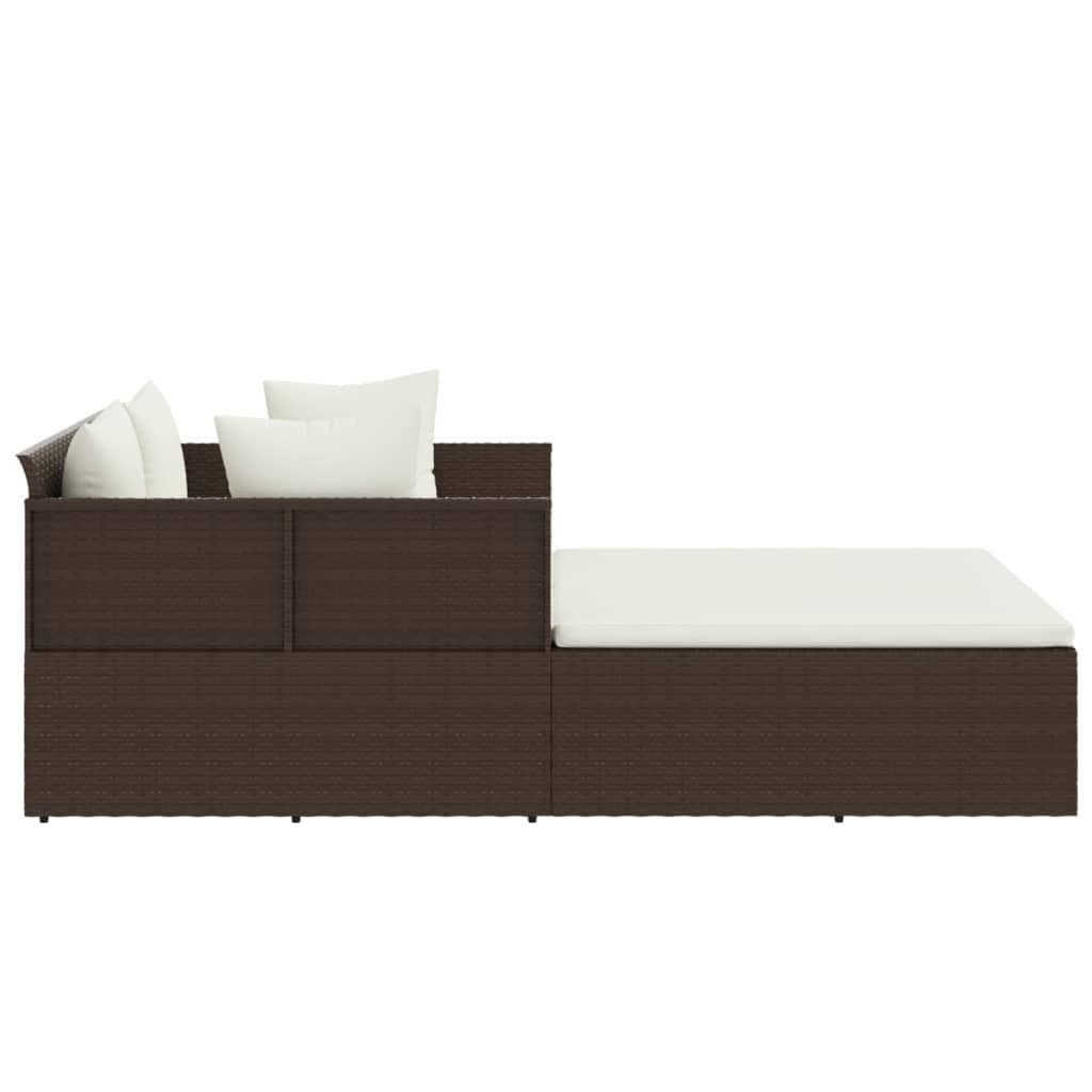 Ligbed met kussens 182x118x63 cm poly rattan bruin is nu te koop bij PeponiXL, paradijselijk wonen!