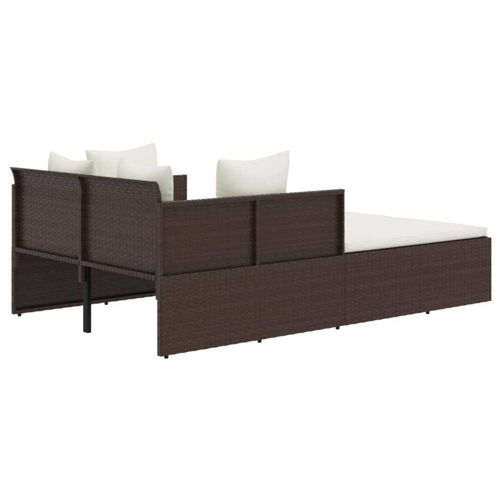 Ligbed met kussens 182x118x63 cm poly rattan bruin is nu te koop bij PeponiXL, paradijselijk wonen!