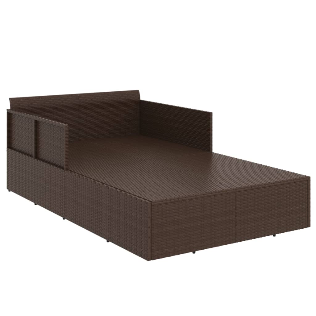 Ligbed met kussens 182x118x63 cm poly rattan bruin is nu te koop bij PeponiXL, paradijselijk wonen!