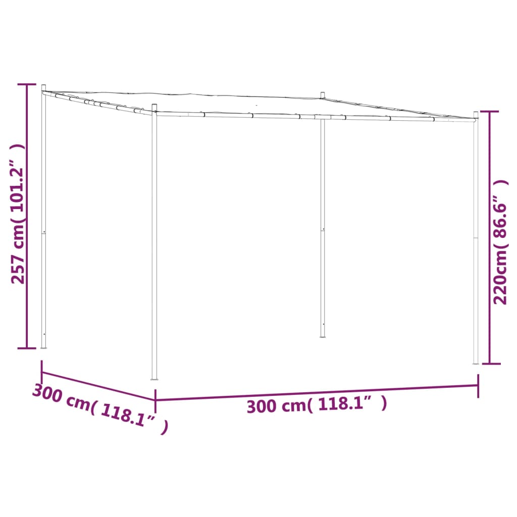 Prieel 3x3 m 180 g/m² stof en staal wit is nu te koop bij PeponiXL, paradijselijk wonen!