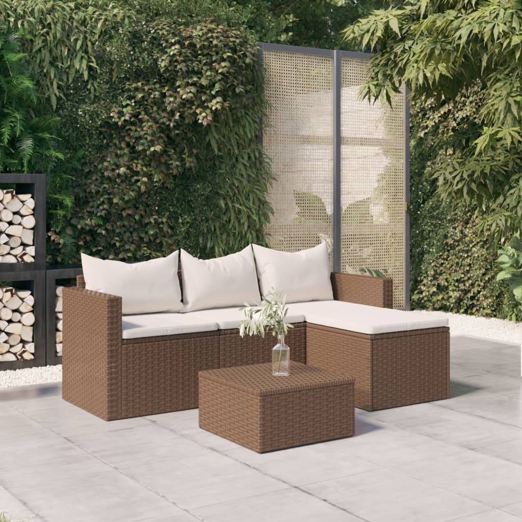 Loungeset poly rattan bruin is nu te koop bij PeponiXL, paradijselijk wonen!