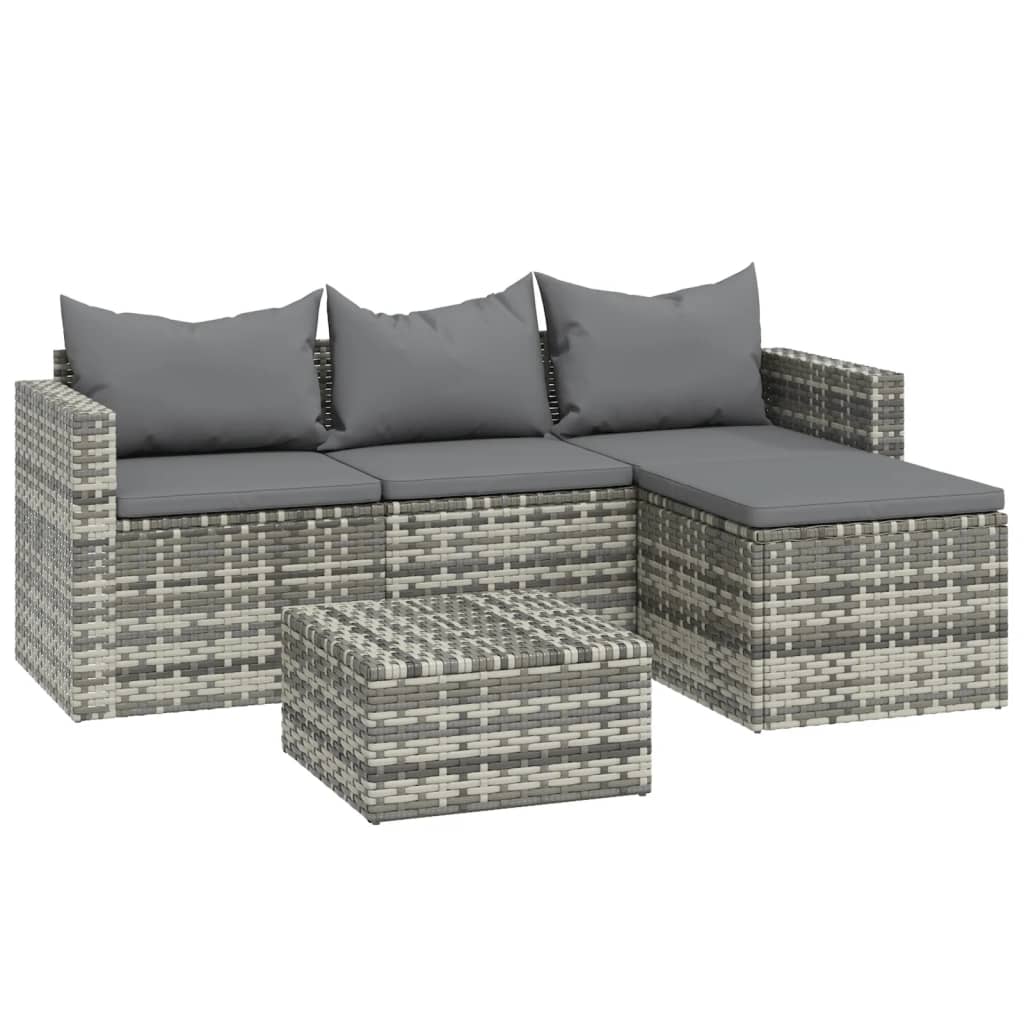 3-delige Loungeset met kussens poly rattan grijs is nu te koop bij PeponiXL, paradijselijk wonen!