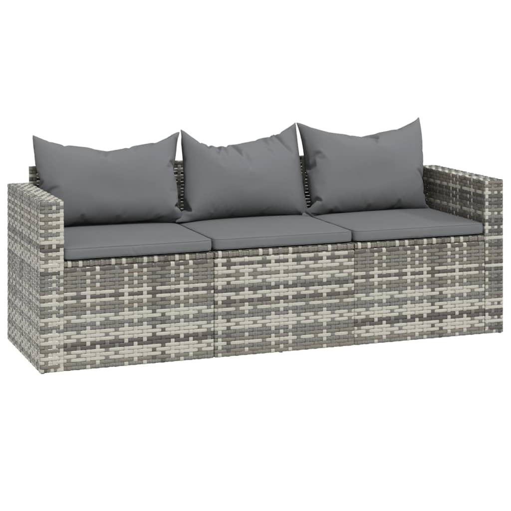 3-delige Loungeset met kussens poly rattan grijs is nu te koop bij PeponiXL, paradijselijk wonen!