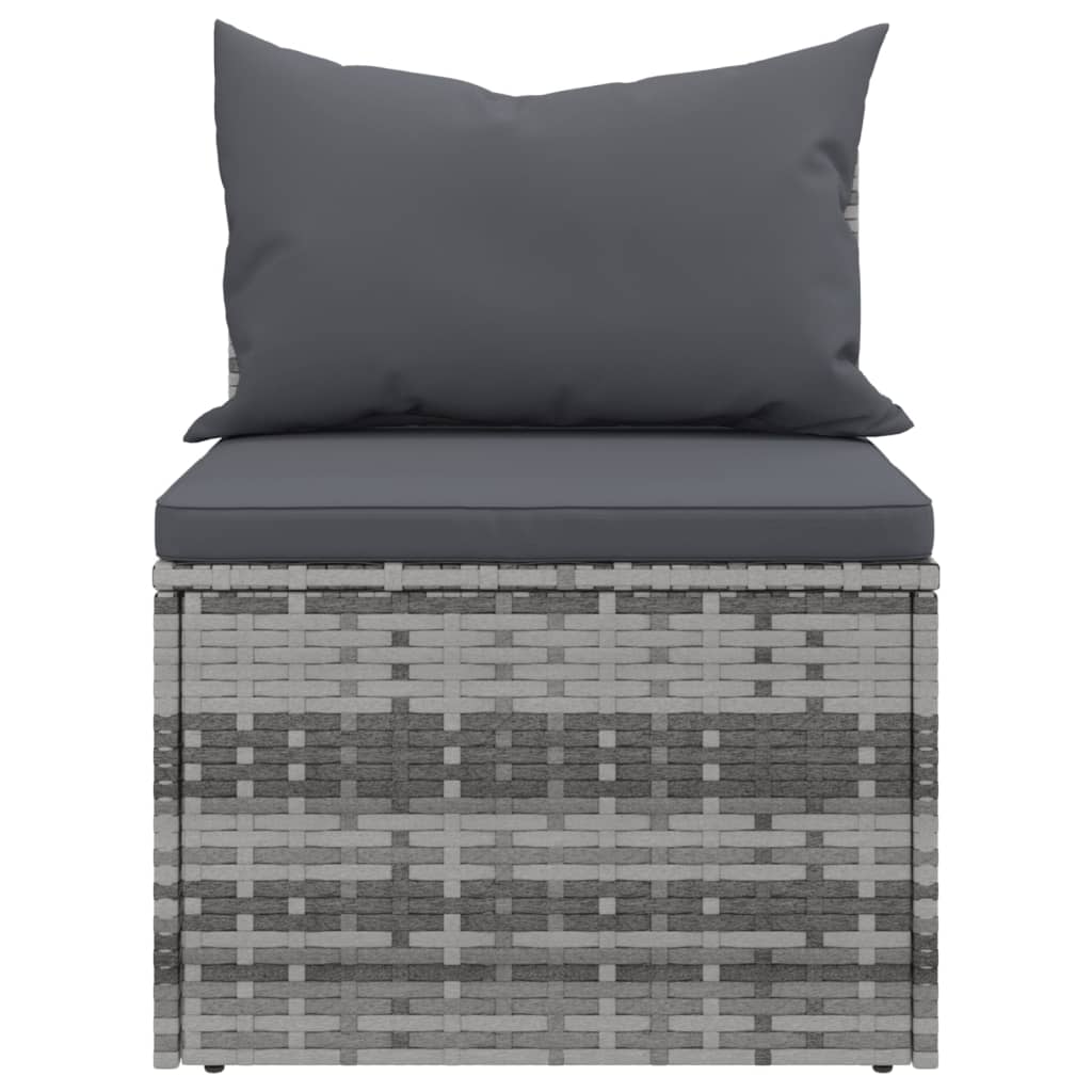 Tuinmiddenbank met kussens 2 st poly rattan grijs is nu te koop bij PeponiXL, paradijselijk wonen!