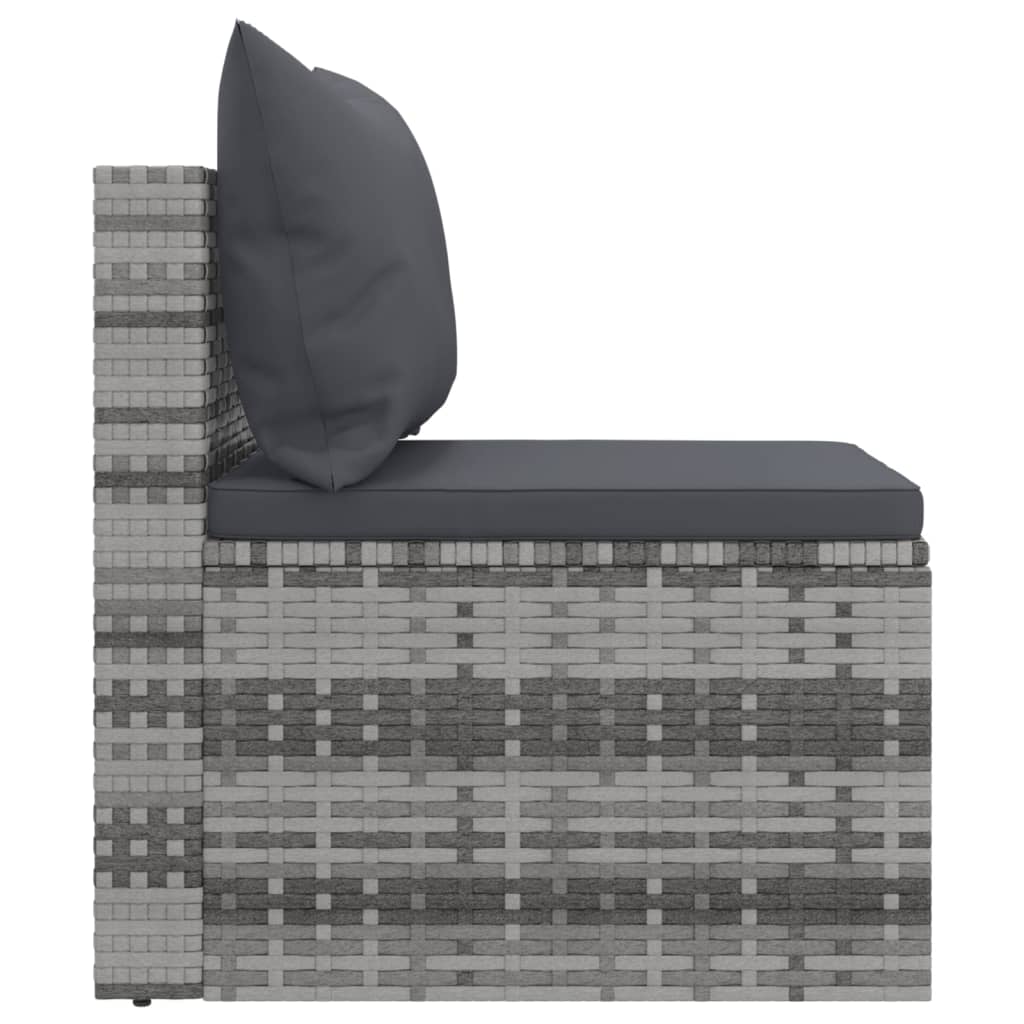 Tuinmiddenbank met kussens 2 st poly rattan grijs is nu te koop bij PeponiXL, paradijselijk wonen!
