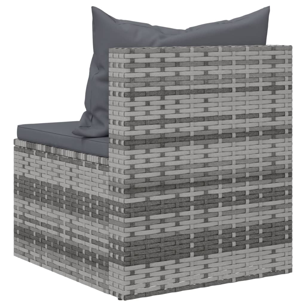 Tuinmiddenbank met kussens 2 st poly rattan grijs is nu te koop bij PeponiXL, paradijselijk wonen!