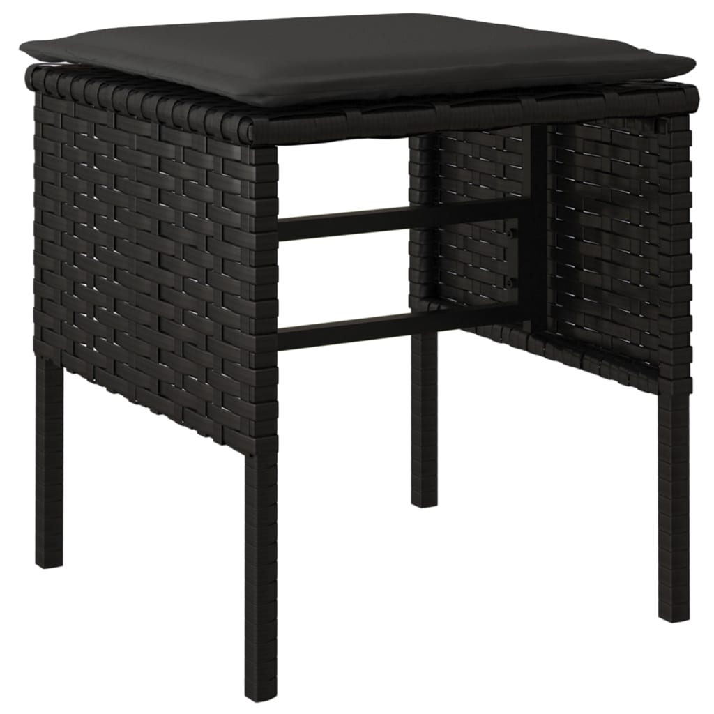 Tuinvoetenbanken 4 st met kussens poly rattan zwart is nu te koop bij PeponiXL, paradijselijk wonen!