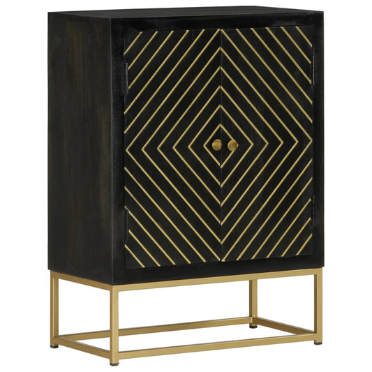 Dressoir met 2 deuren 55x30x75 cm mangohout zwart en goud is nu te koop bij PeponiXL, paradijselijk wonen!
