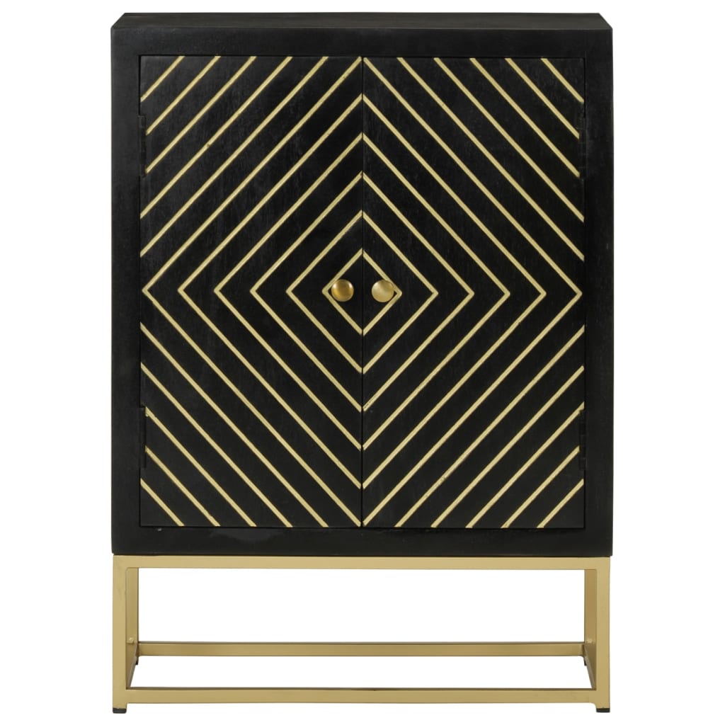 Dressoir met 2 deuren 55x30x75 cm mangohout zwart en goud is nu te koop bij PeponiXL, paradijselijk wonen!