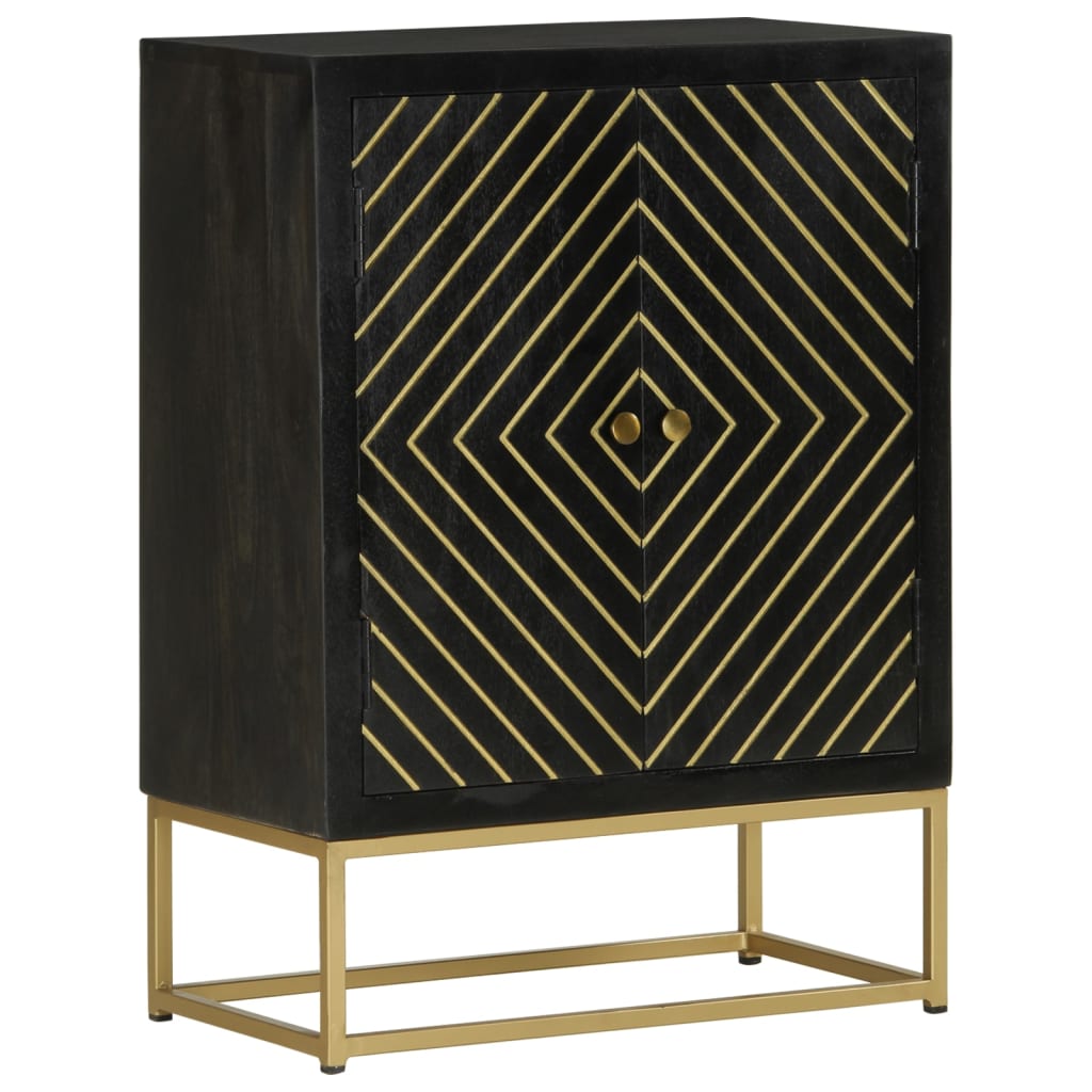 Dressoir met 2 deuren 55x30x75 cm mangohout zwart en goud is nu te koop bij PeponiXL, paradijselijk wonen!