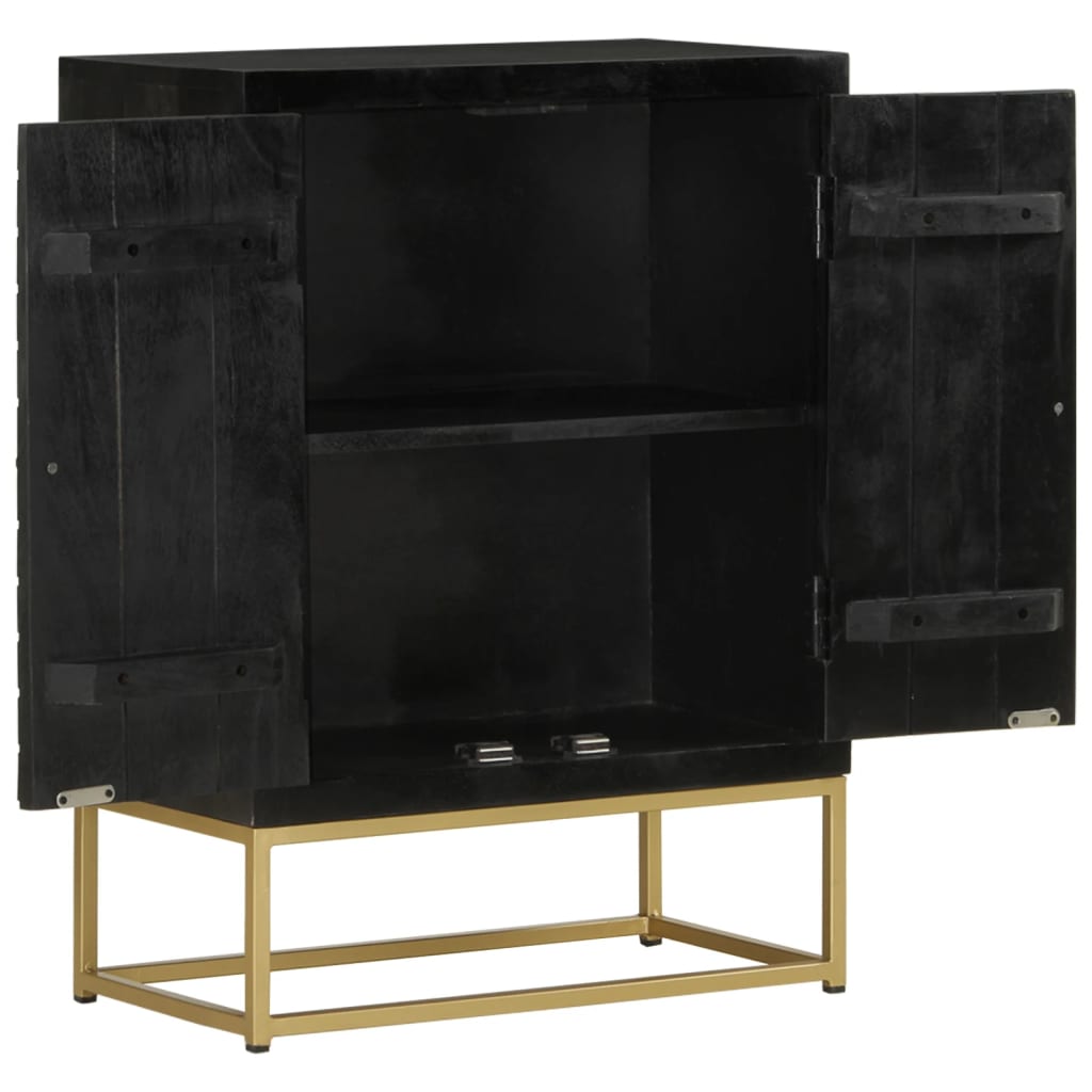 Dressoir met 2 deuren 55x30x75 cm mangohout zwart en goud is nu te koop bij PeponiXL, paradijselijk wonen!