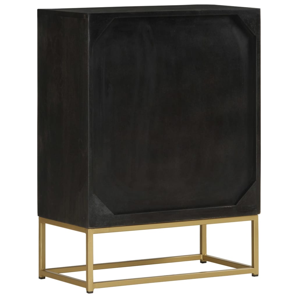 Dressoir met 2 deuren 55x30x75 cm mangohout zwart en goud is nu te koop bij PeponiXL, paradijselijk wonen!