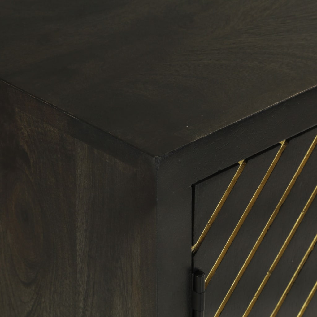 Dressoir met 2 deuren 55x30x75 cm mangohout zwart en goud is nu te koop bij PeponiXL, paradijselijk wonen!