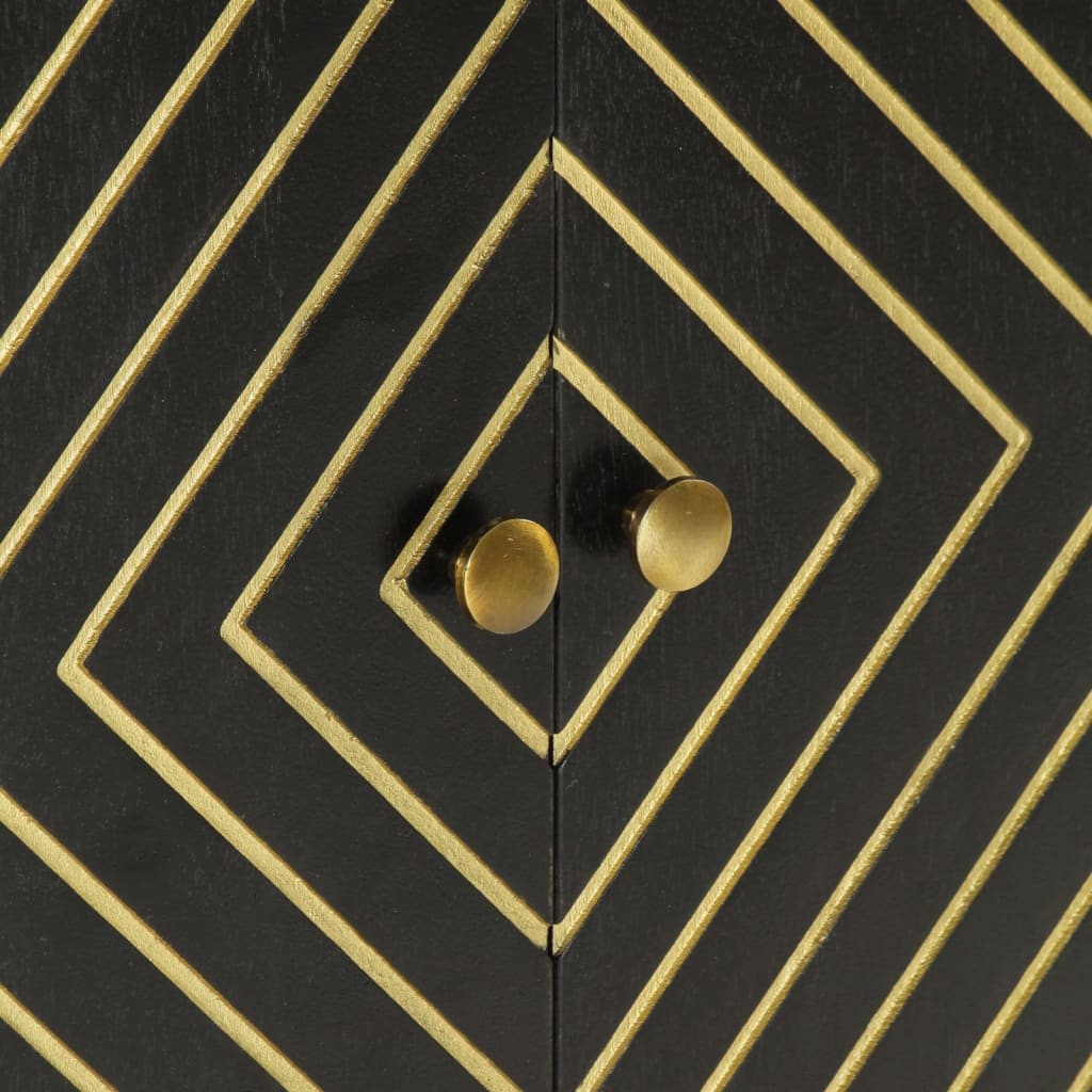 Dressoir met 2 deuren 55x30x75 cm mangohout zwart en goud is nu te koop bij PeponiXL, paradijselijk wonen!