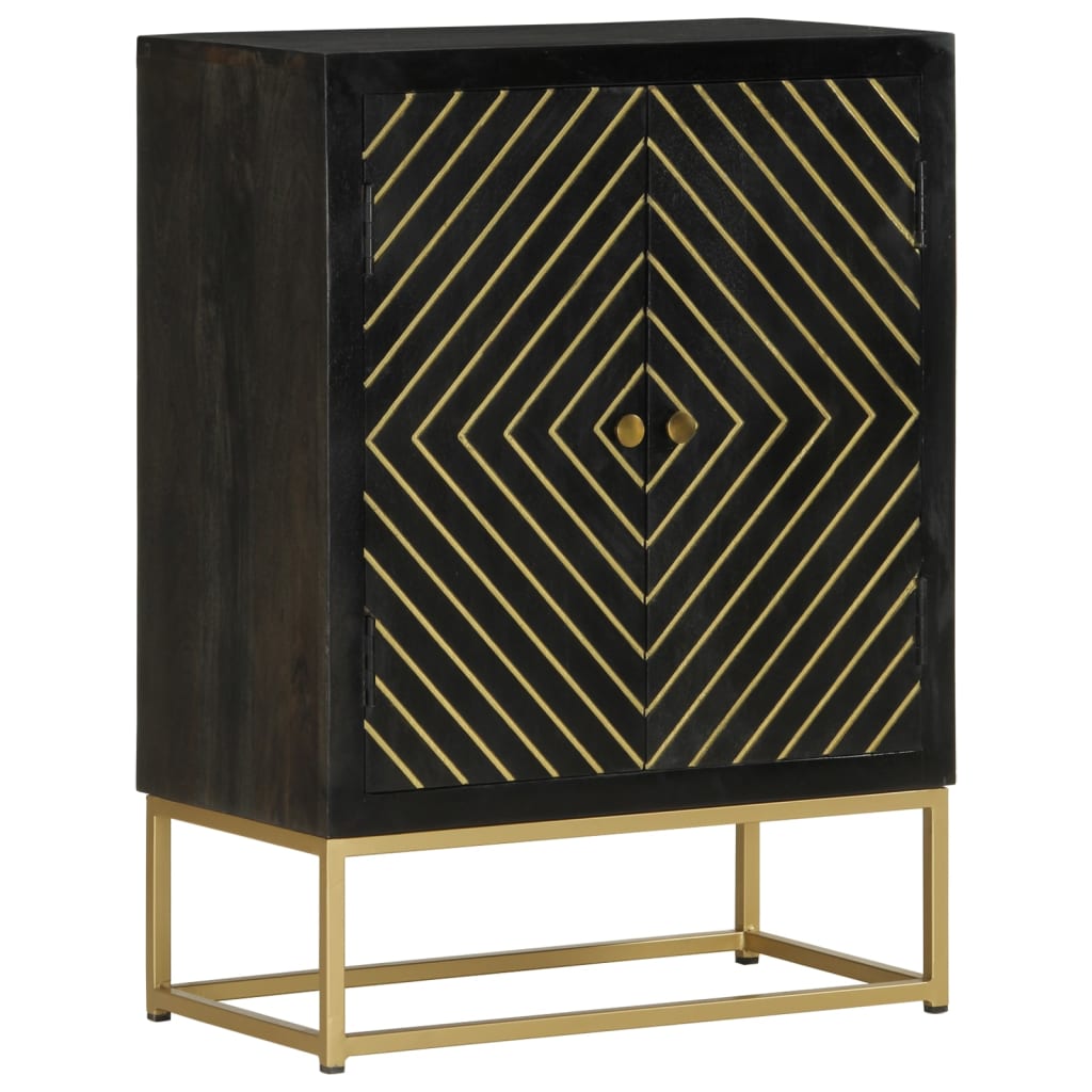 Dressoir met 2 deuren 55x30x75 cm mangohout zwart en goud is nu te koop bij PeponiXL, paradijselijk wonen!
