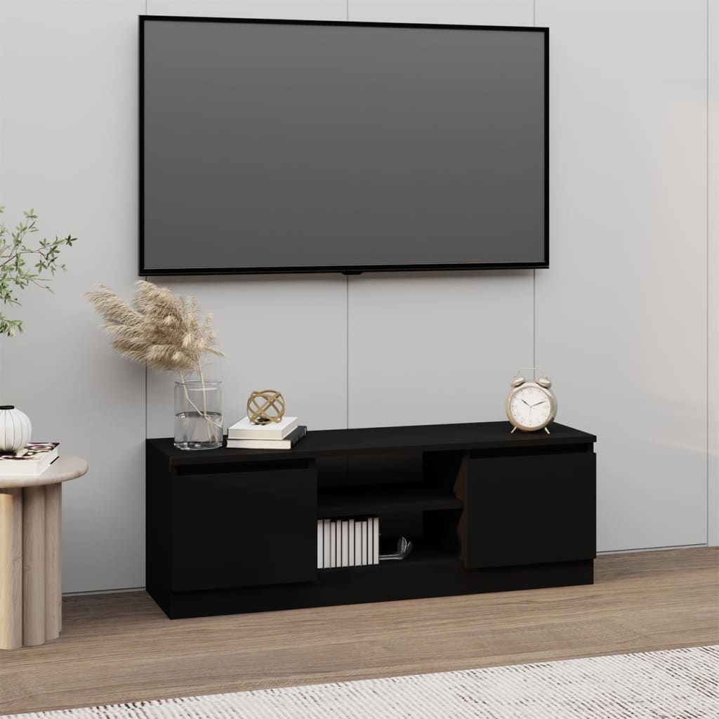 Tv-meubel met deur 102x30x36 cm zwart is nu te koop bij PeponiXL, paradijselijk wonen!
