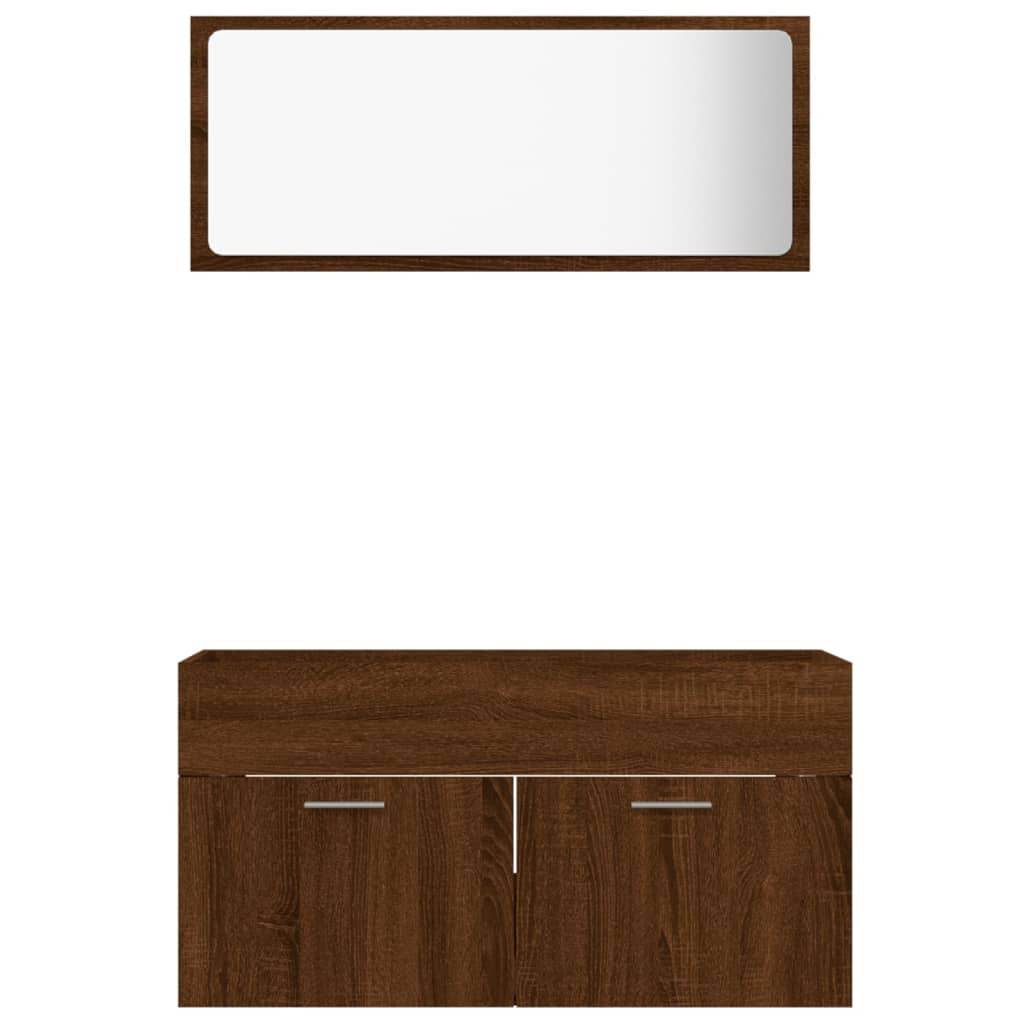 2-delige Badkamermeubelset bewerkt hout bruin eikenkleur is nu te koop bij PeponiXL, paradijselijk wonen!