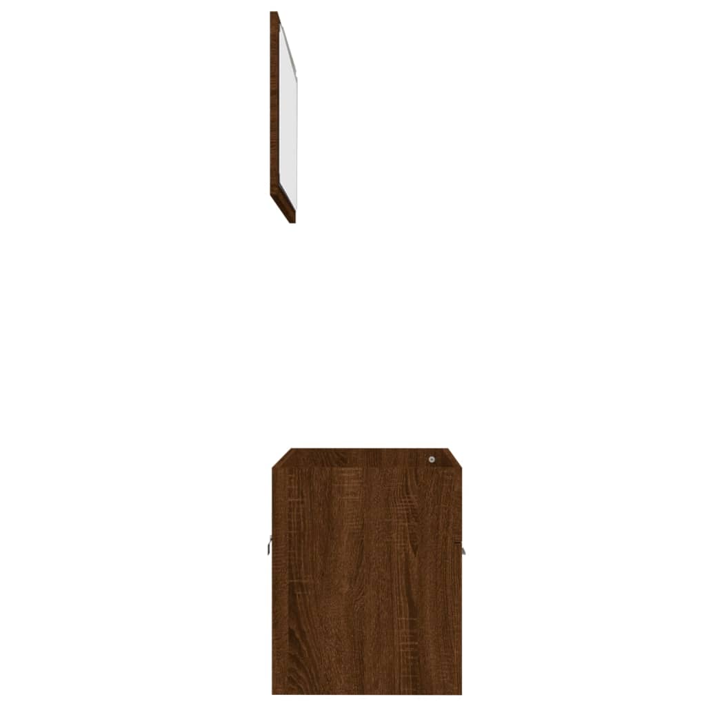 2-delige Badkamermeubelset bewerkt hout bruin eikenkleur is nu te koop bij PeponiXL, paradijselijk wonen!