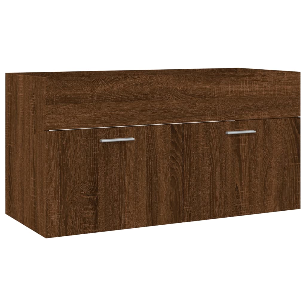 2-delige Badkamermeubelset bewerkt hout bruin eikenkleur is nu te koop bij PeponiXL, paradijselijk wonen!