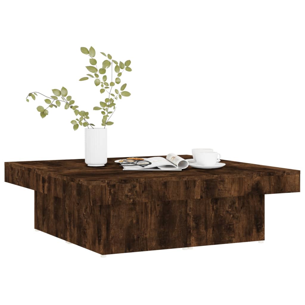Salontafel 90x90x28 cm bewerkt hout gerookt eikenkleurig is nu te koop bij PeponiXL, paradijselijk wonen!