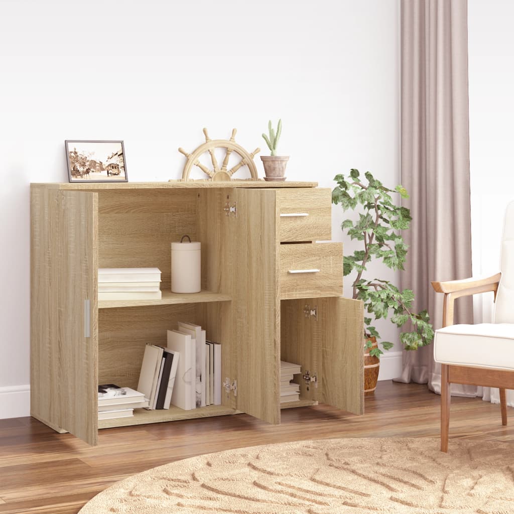 Dressoir Sonoma Eiken 91x29,5x75 cm Bewerkt Hout is nu te koop bij PeponiXL, paradijselijk wonen!